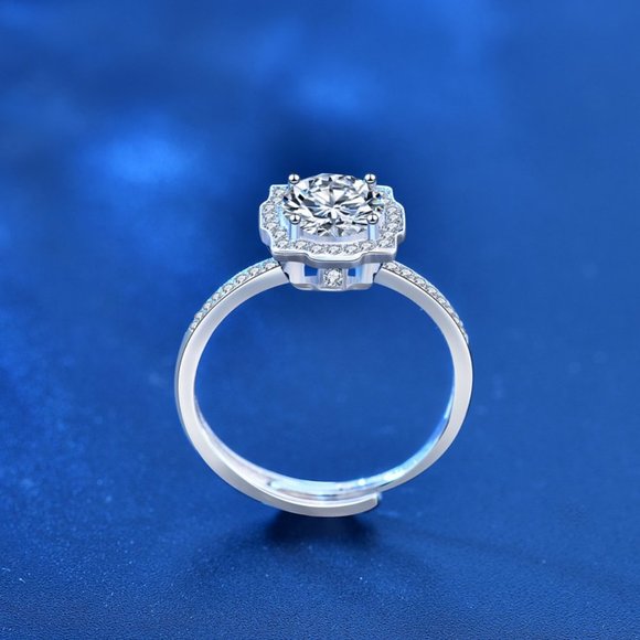 Certified 1ct. t.w. Moissanite Diamond Vinatge Halo Wedding Engagement Ring NEW - Picture 8 of 13